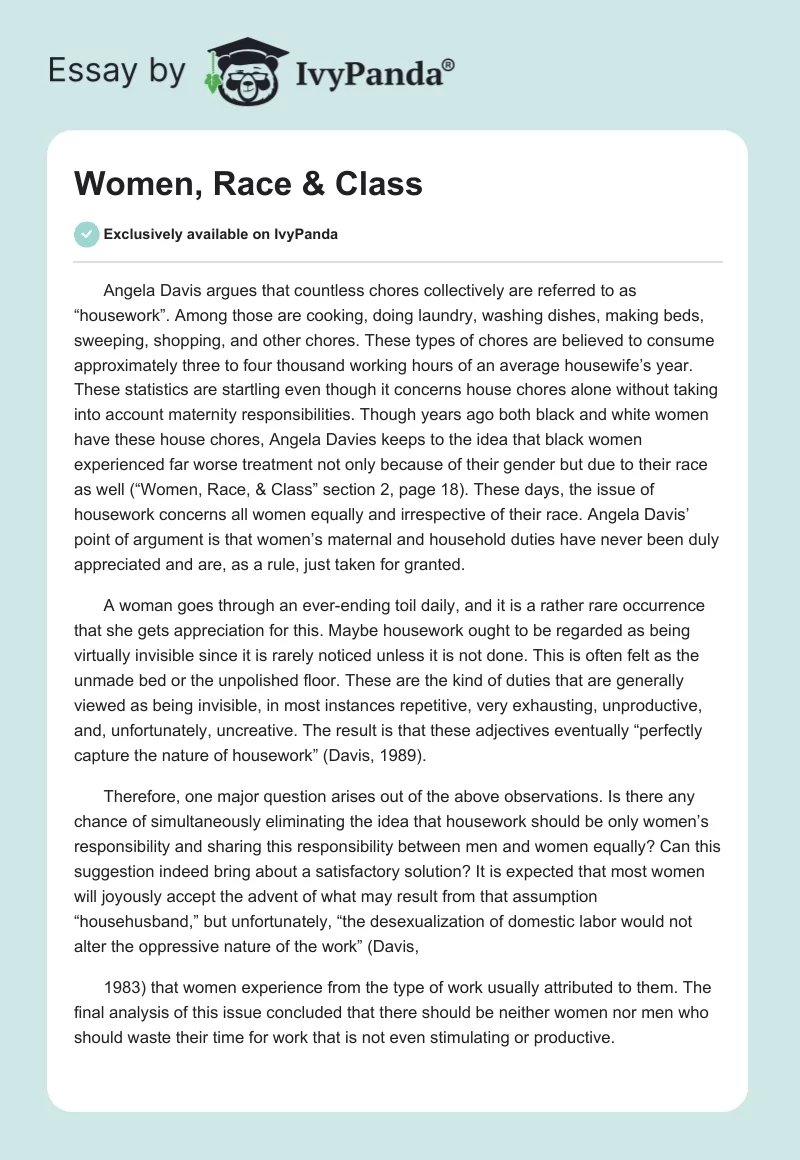 Women, Race & Class. Page 1