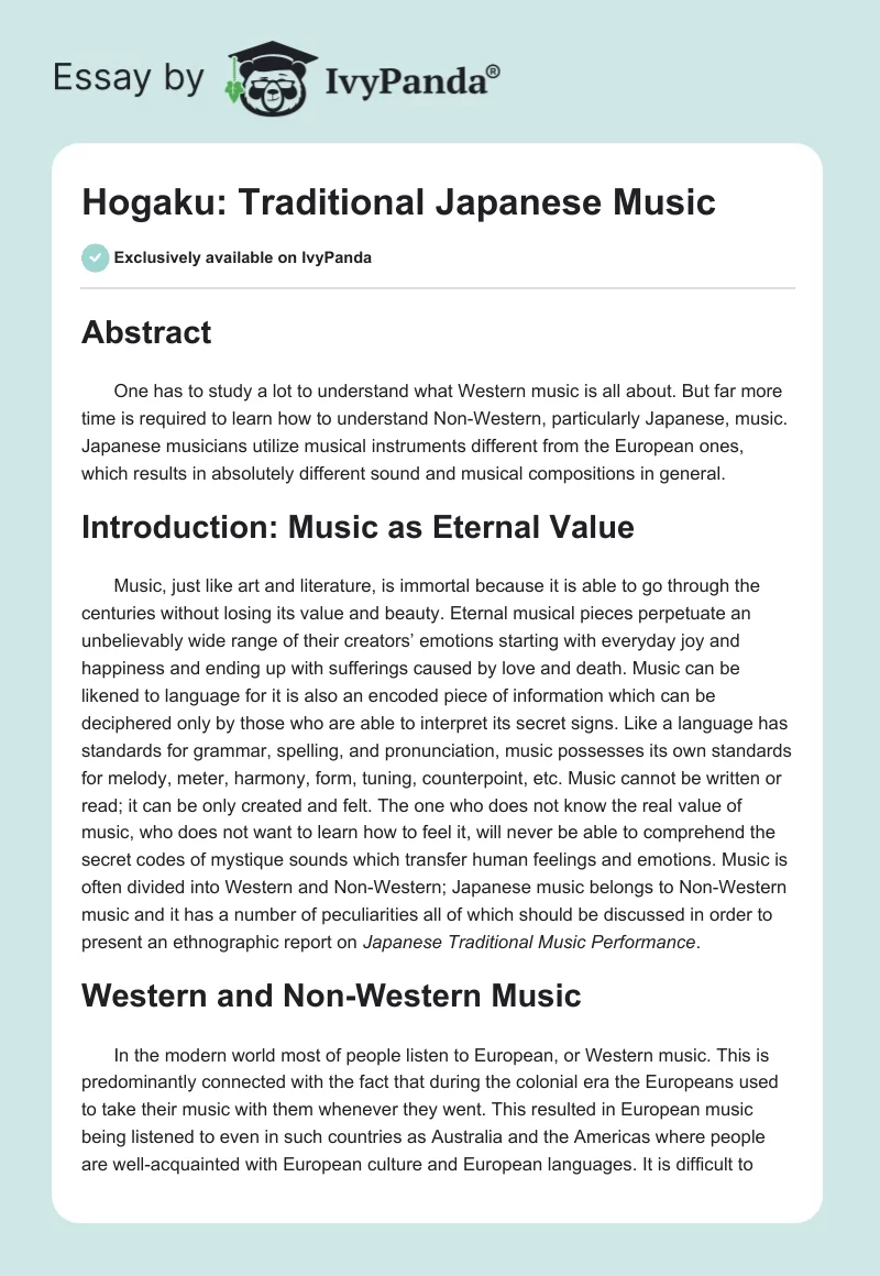 Hogaku: Traditional Japanese Music. Page 1