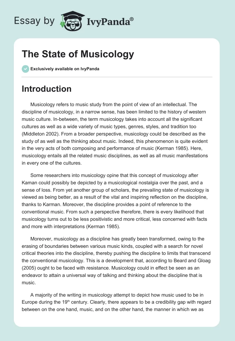 The State of Musicology. Page 1
