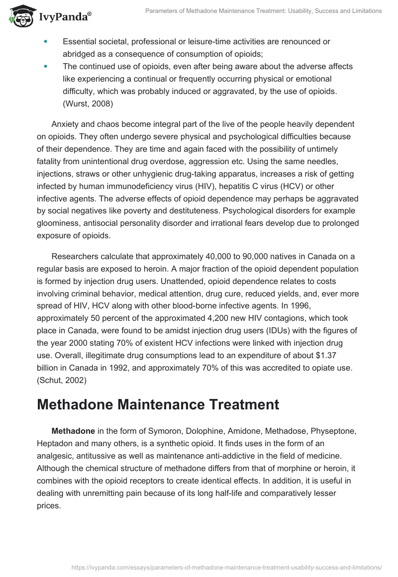 Parameters of Methadone Maintenance Treatment: Usability, Success and Limitations. Page 3