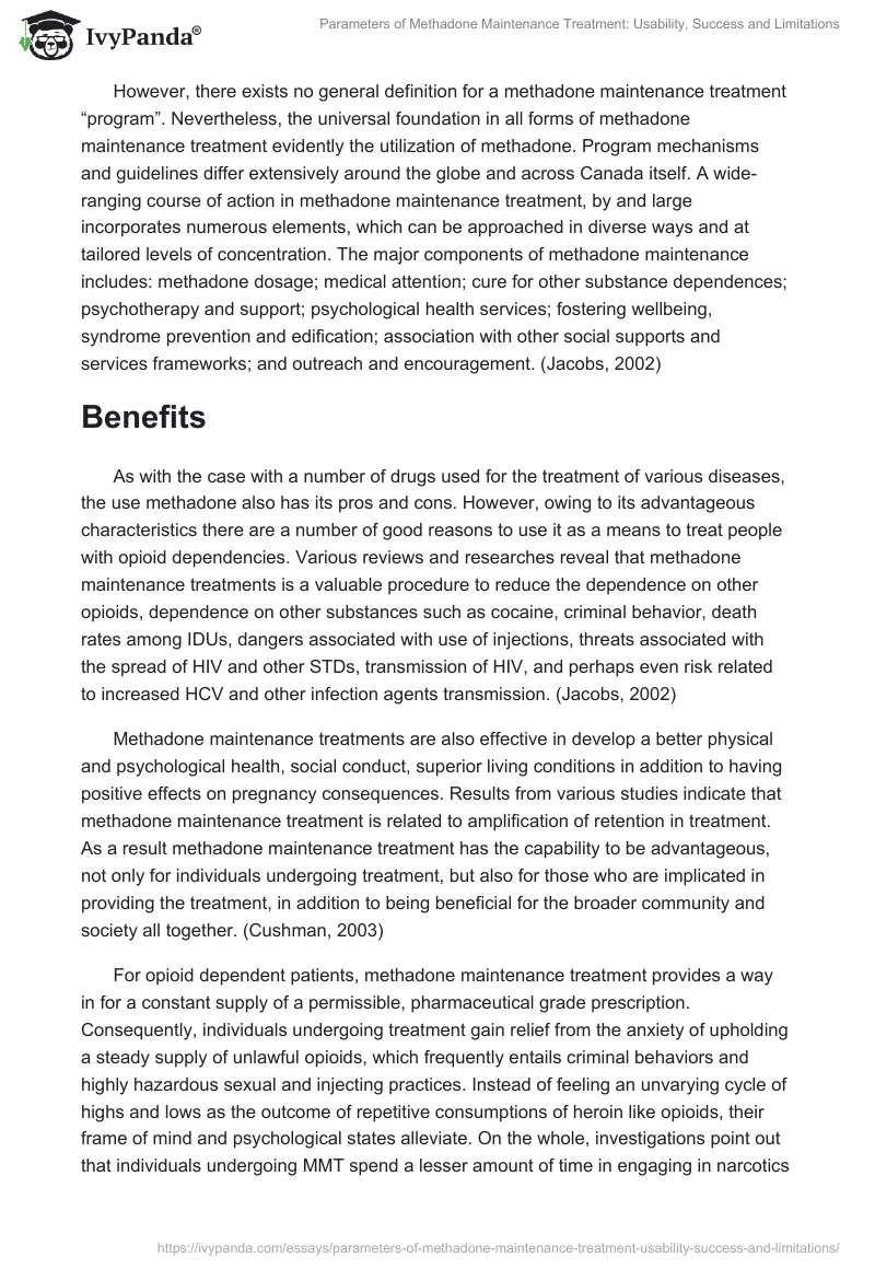 Parameters of Methadone Maintenance Treatment: Usability, Success and Limitations. Page 5
