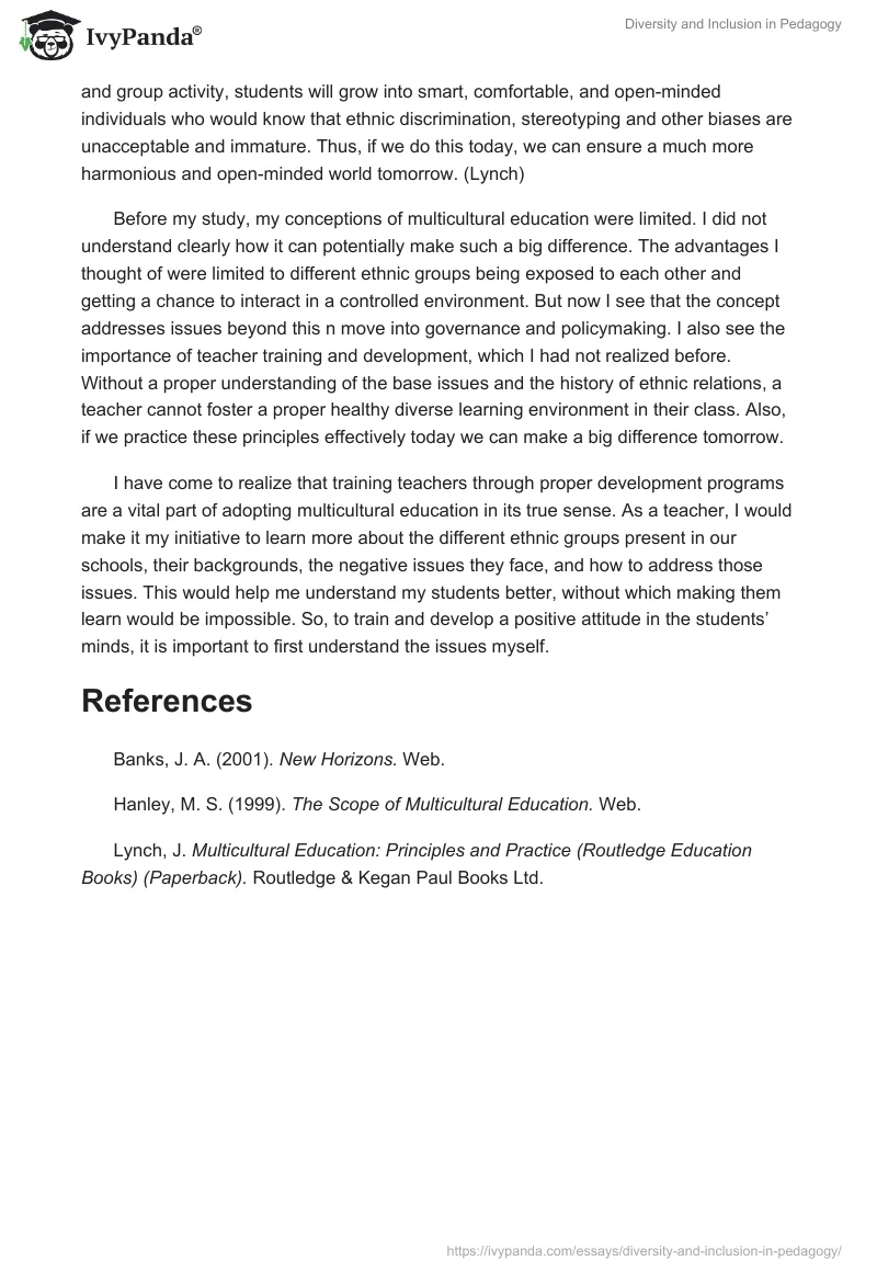 Diversity and Inclusion in Pedagogy. Page 4