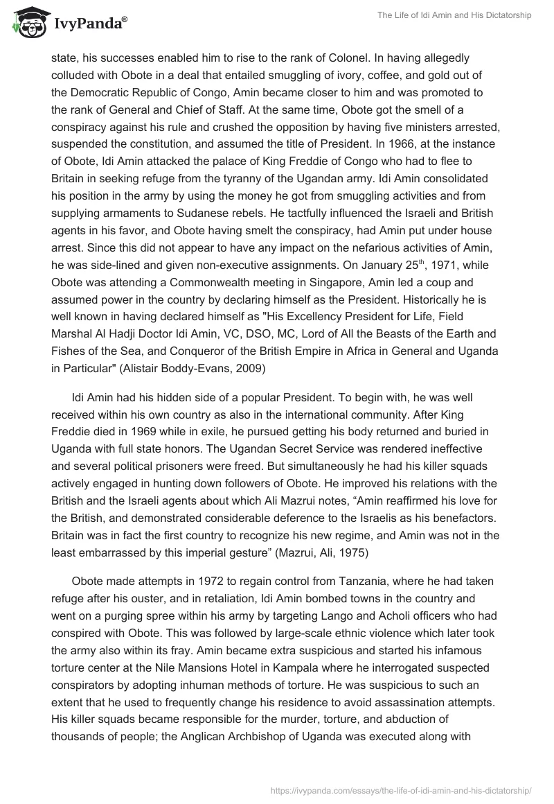The Life of Idi Amin and His Dictatorship. Page 2