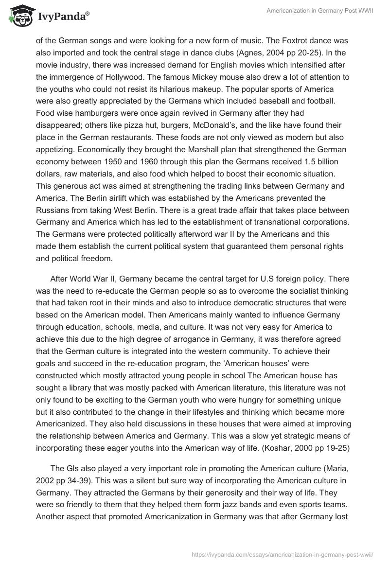 Americanization in Germany Post WWII. Page 2