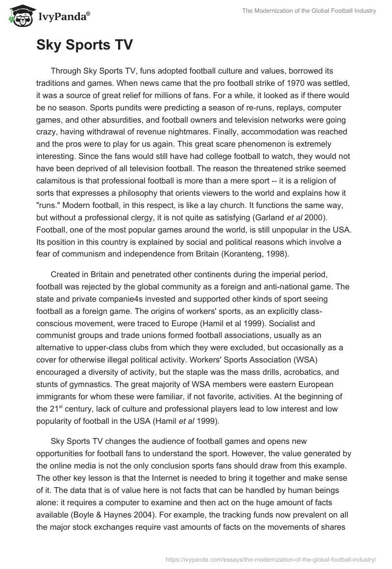 The Modernization of the Global Football Industry. Page 3