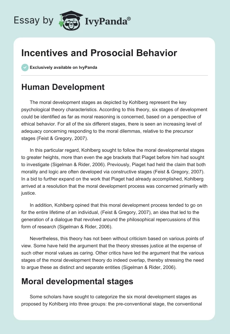 Incentives and Prosocial Behavior. Page 1
