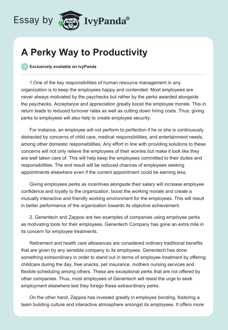 A Perky Way to Productivity. Page 1