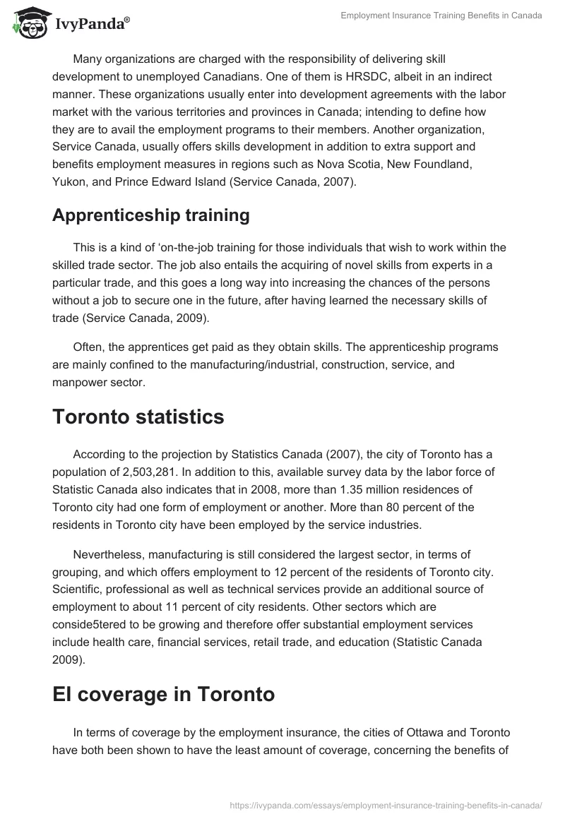 Employment Insurance Training Benefits in Canada. Page 4