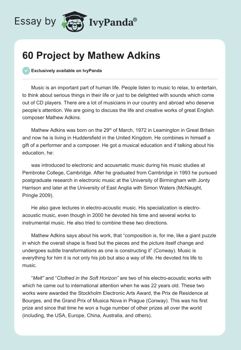 "60 Project" by Mathew Adkins. Page 1