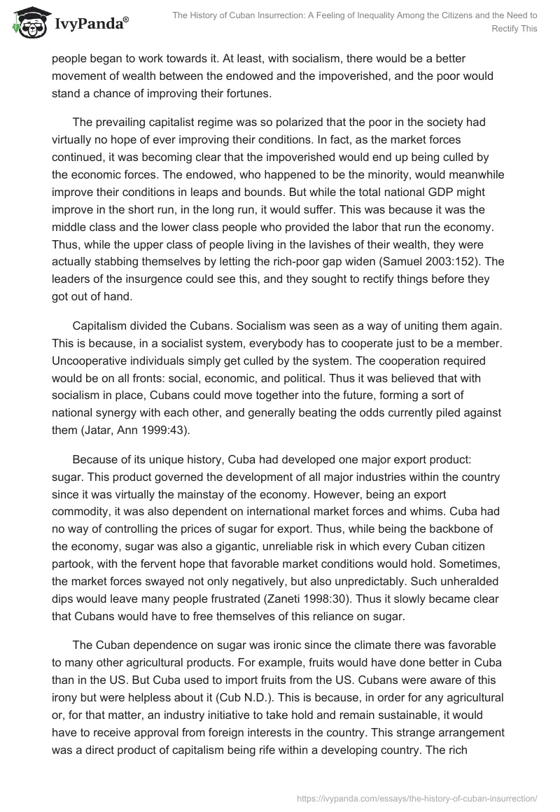 The History of Cuban Insurrection: A Feeling of Inequality Among the Citizens and the Need to Rectify This. Page 2