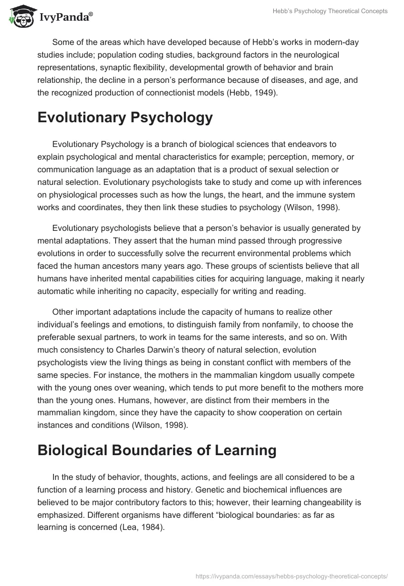Hebb’s Psychology Theoretical Concepts. Page 2