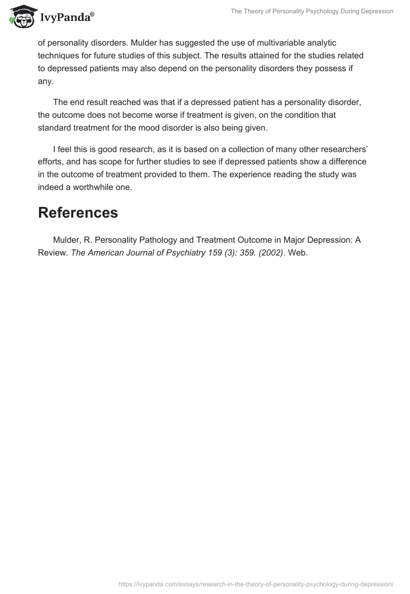 The Theory of Personality Psychology During Depression. Page 3