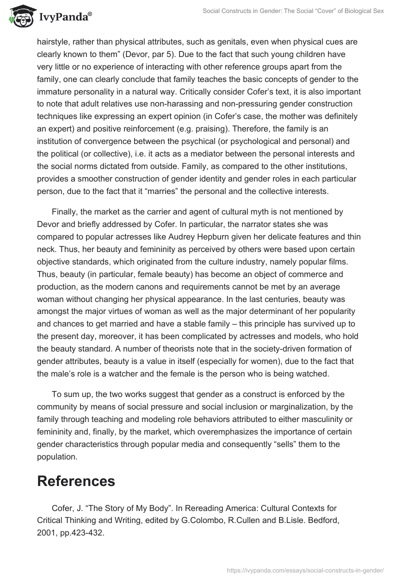 Social Constructs in Gender: The Social “Cover” of Biological Sex. Page 3