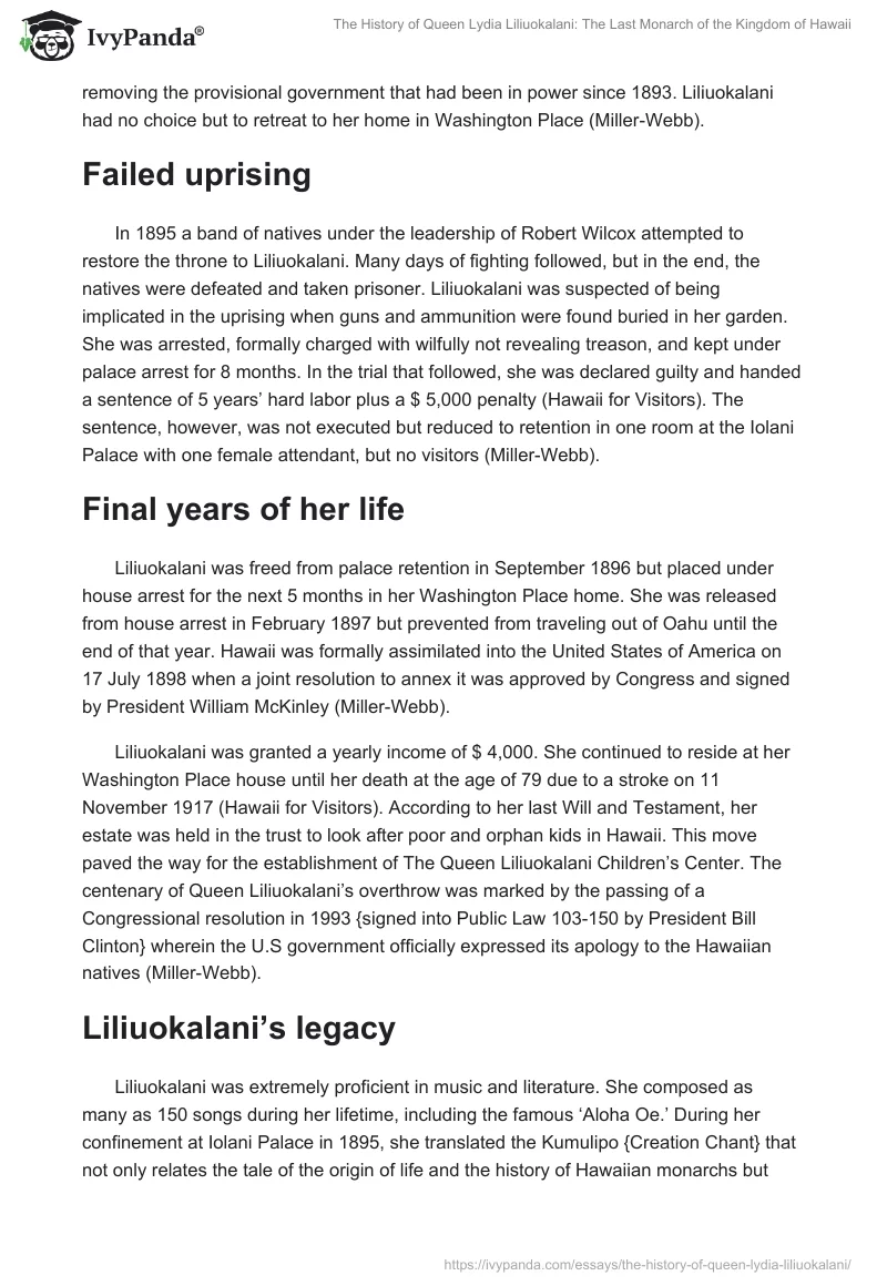 The History of Queen Lydia Liliuokalani: The Last Monarch of the Kingdom of Hawaii. Page 5