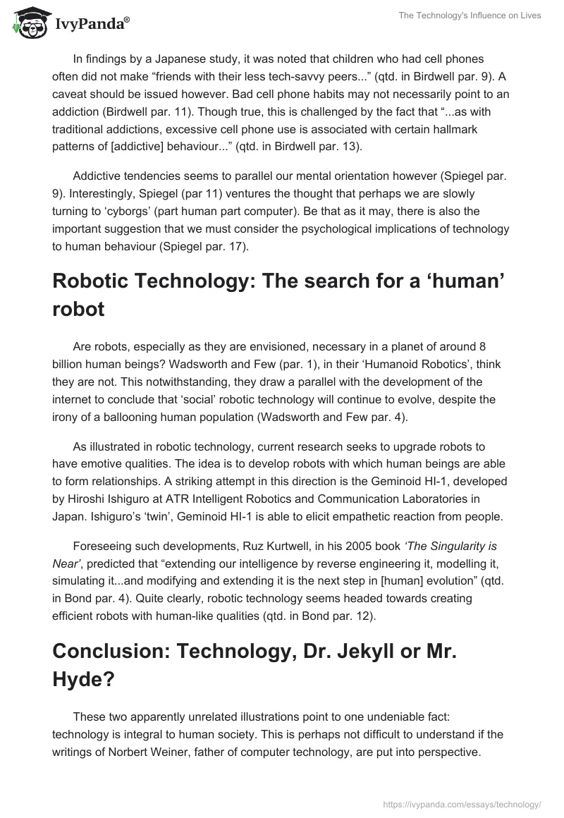 The Technology's Influence on Lives. Page 2