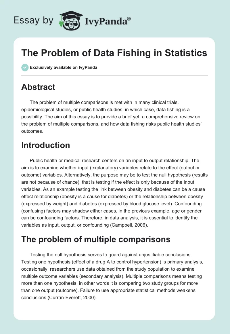 The Problem of Data Fishing in Statistics. Page 1