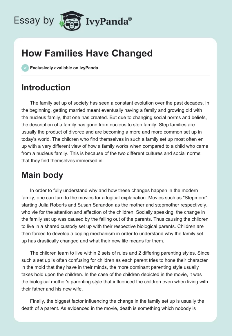 How Families Have Changed. Page 1