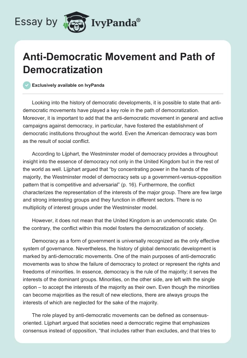 Anti-Democratic Movement and Path of Democratization. Page 1