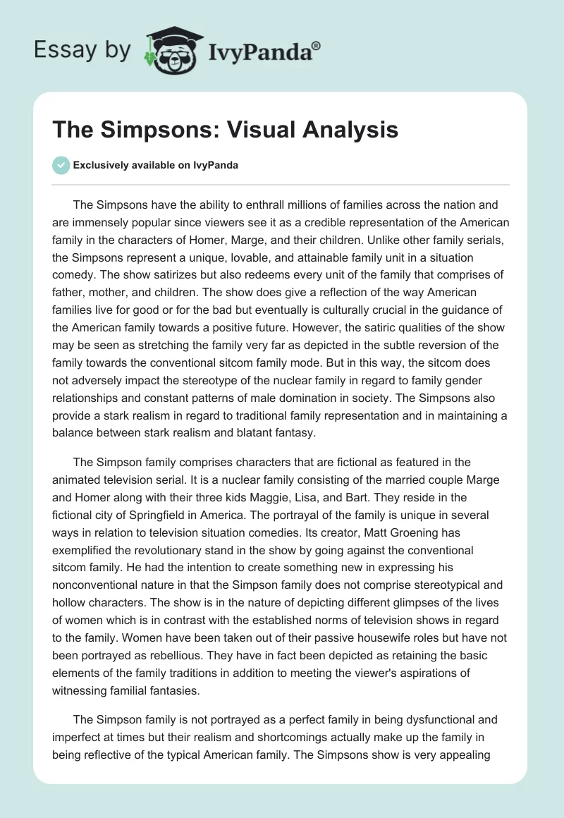The Simpsons: Visual Analysis. Page 1