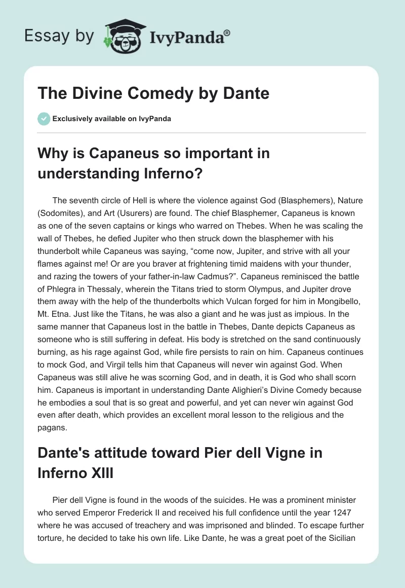 "The Divine Comedy" by Dante. Page 1