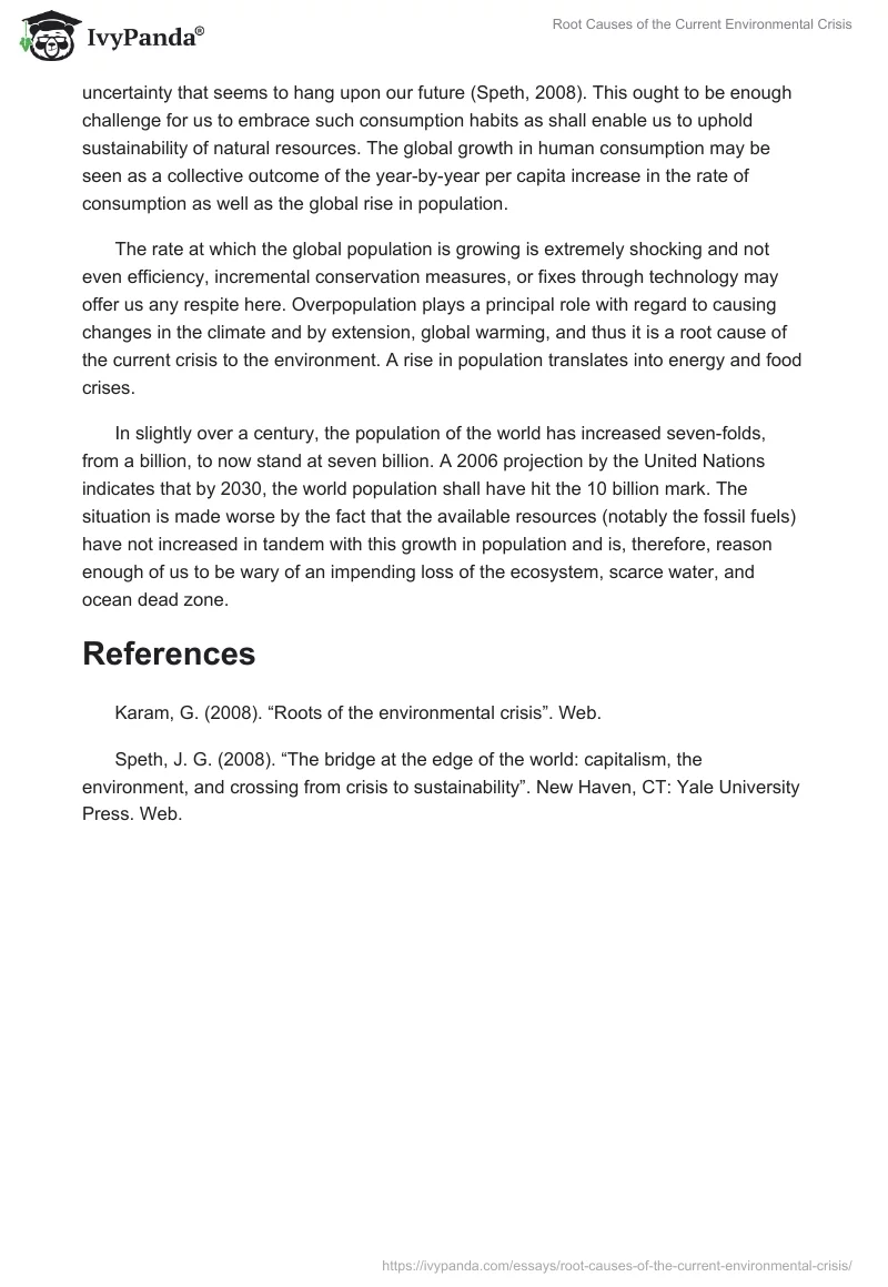 Root Causes of the Current Environmental Crisis. Page 2