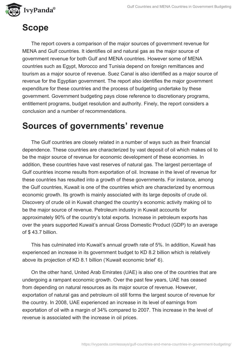 Gulf Countries and MENA Countries in Government Budgeting. Page 2
