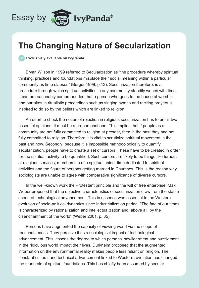 The Changing Nature of Secularization. Page 1