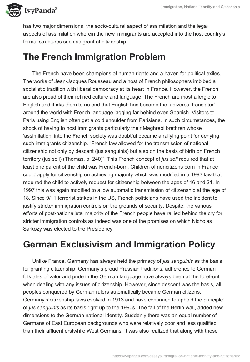 Immigration, National Identity and Citizenship. Page 5