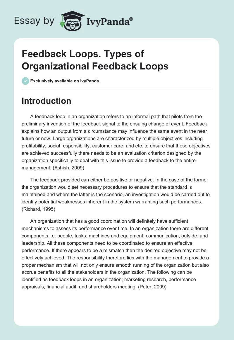 Feedback Loops. Types of Organizational Feedback Loops. Page 1