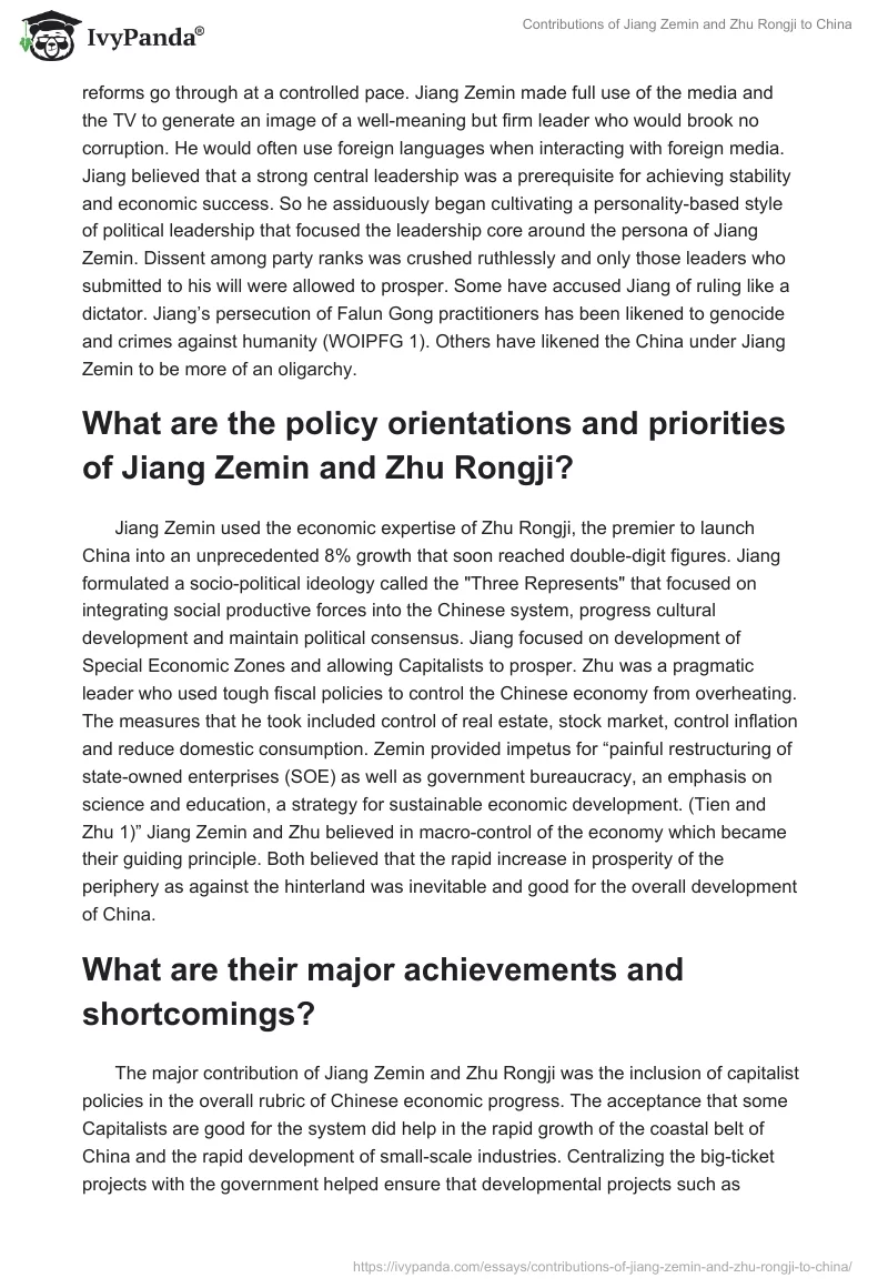 Contributions of Jiang Zemin and Zhu Rongji to China. Page 2