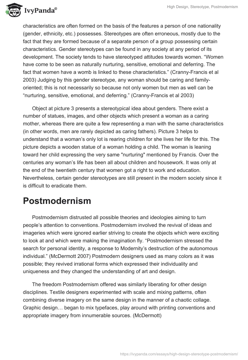High Design, Stereotype, Postmodernism. Page 3