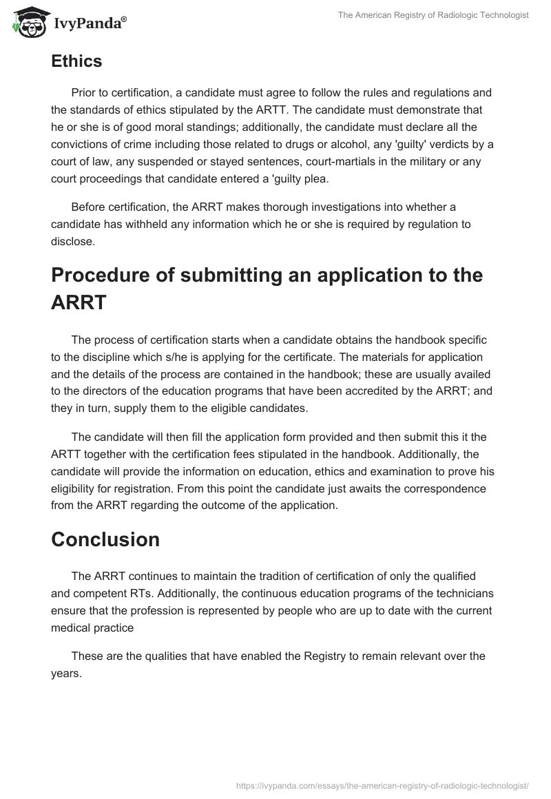 The American Registry of Radiologic Technologist. Page 3