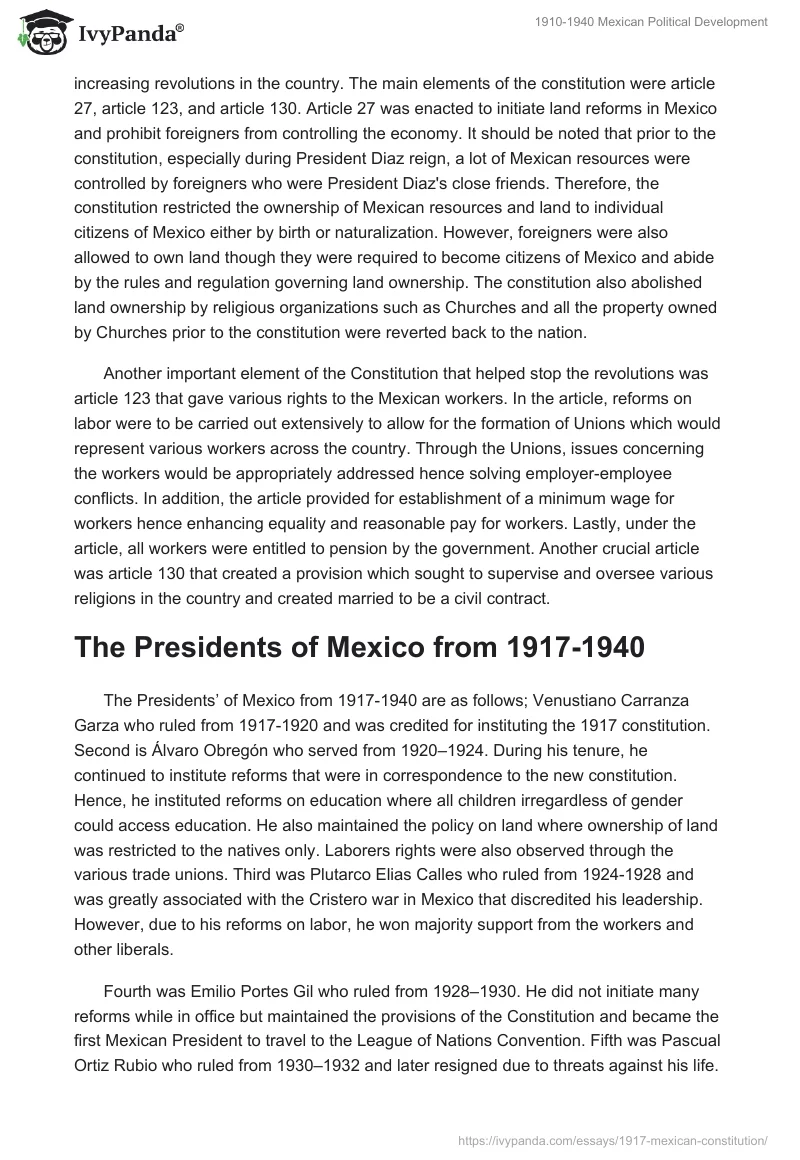 1910-1940 Mexican Political Development. Page 3