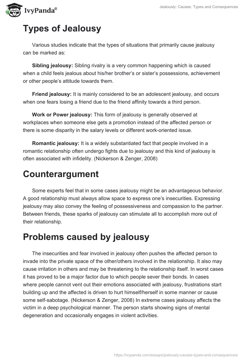 Jealously: Causes, Types and Consequences. Page 2