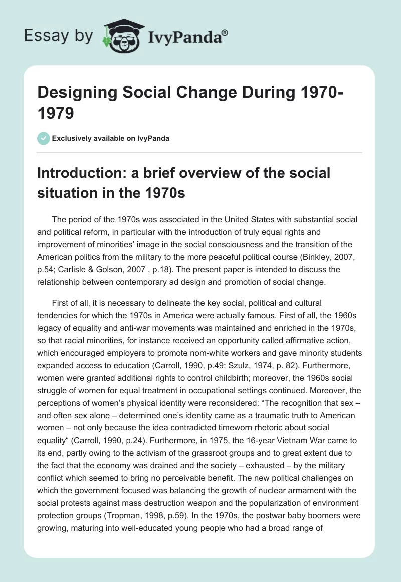Designing Social Change During 1970-1979. Page 1