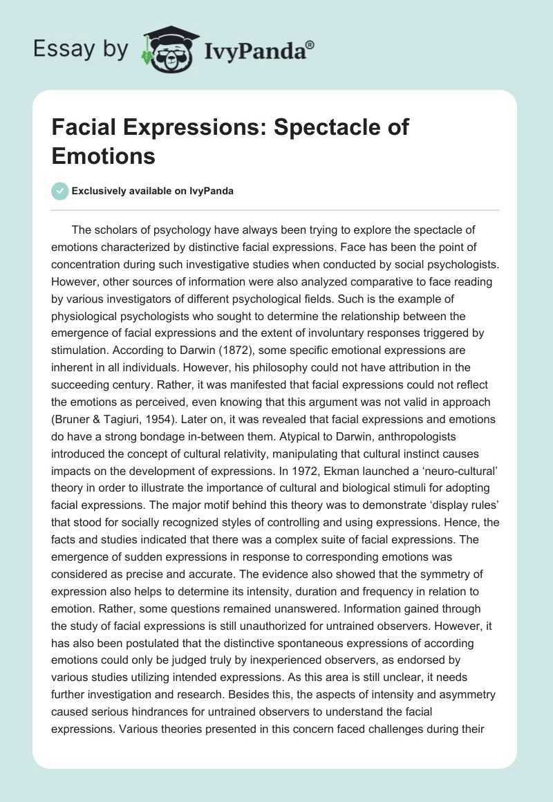 Facial Expressions: Spectacle of Emotions. Page 1