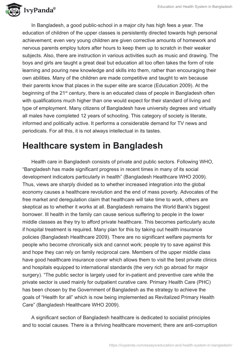 Education and Health System in Bangladesh. Page 3