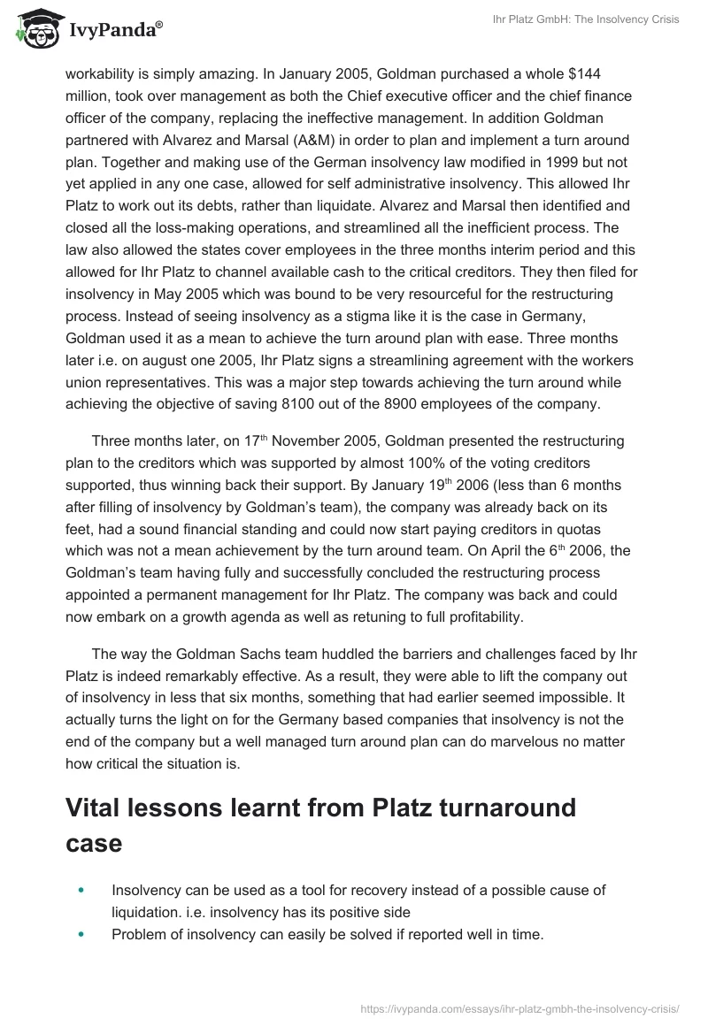 Ihr Platz GmbH: The Insolvency Crisis. Page 3