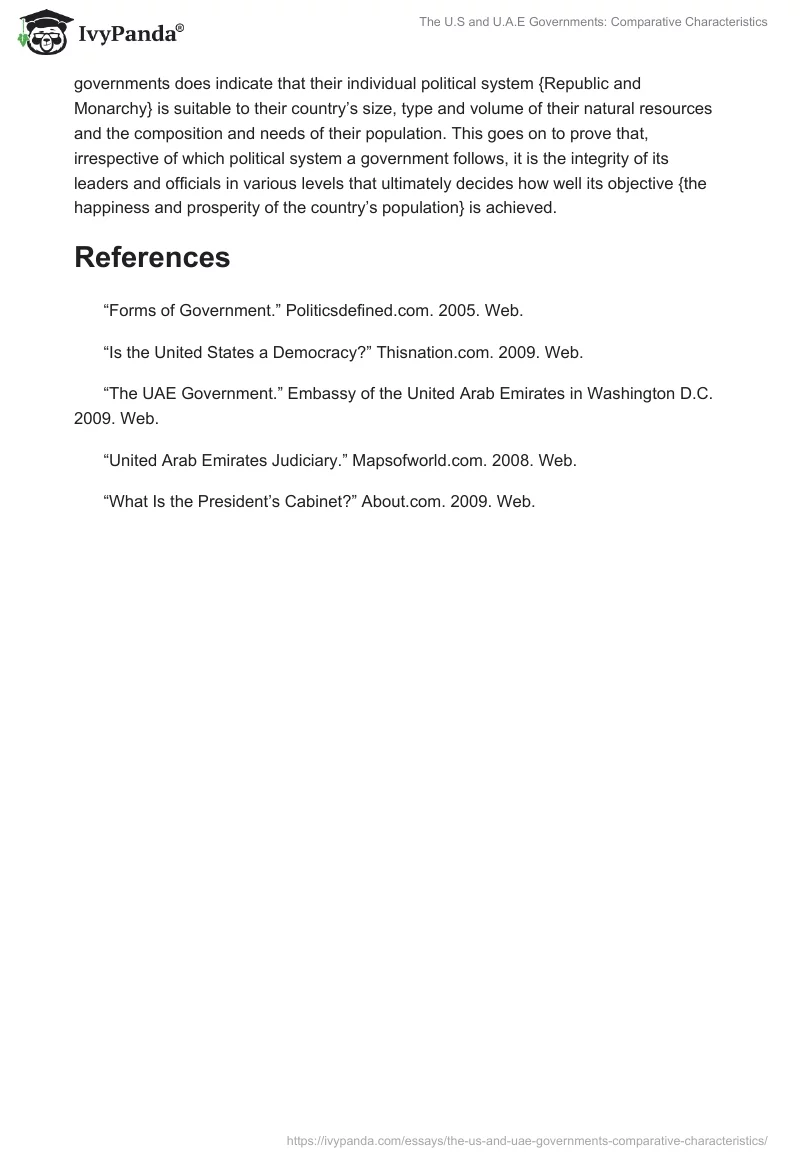 The U.S and U.A.E Governments: Comparative Characteristics. Page 4