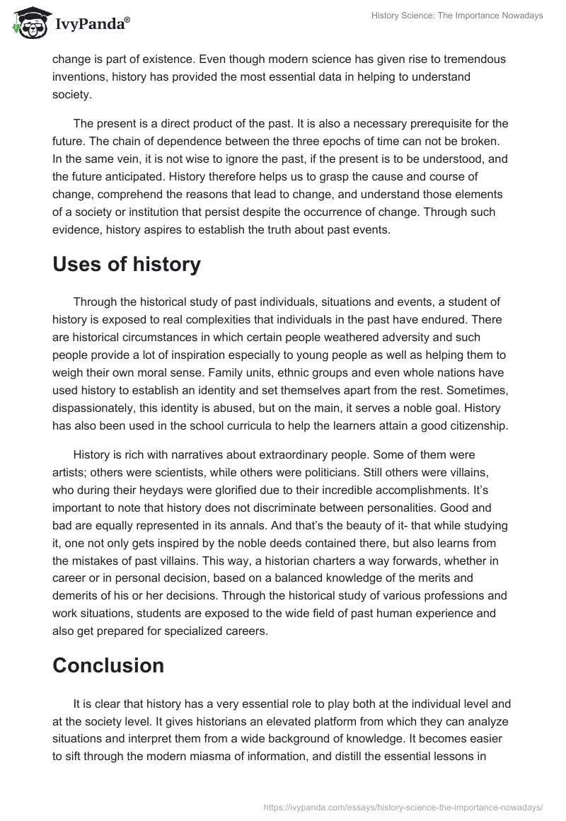 History Science: The Importance Nowadays. Page 2