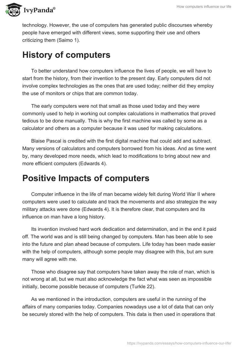 How Computers Affect Our Lives. Page 2