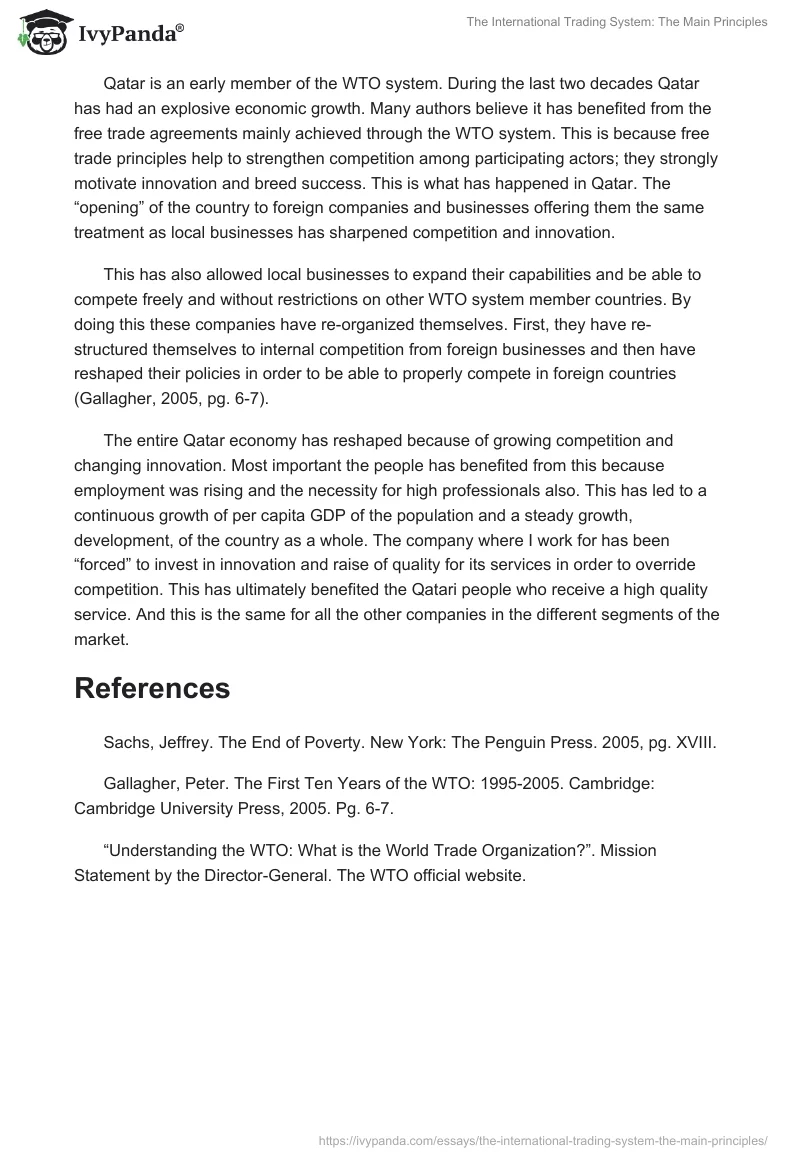 The International Trading System: The Main Principles. Page 2