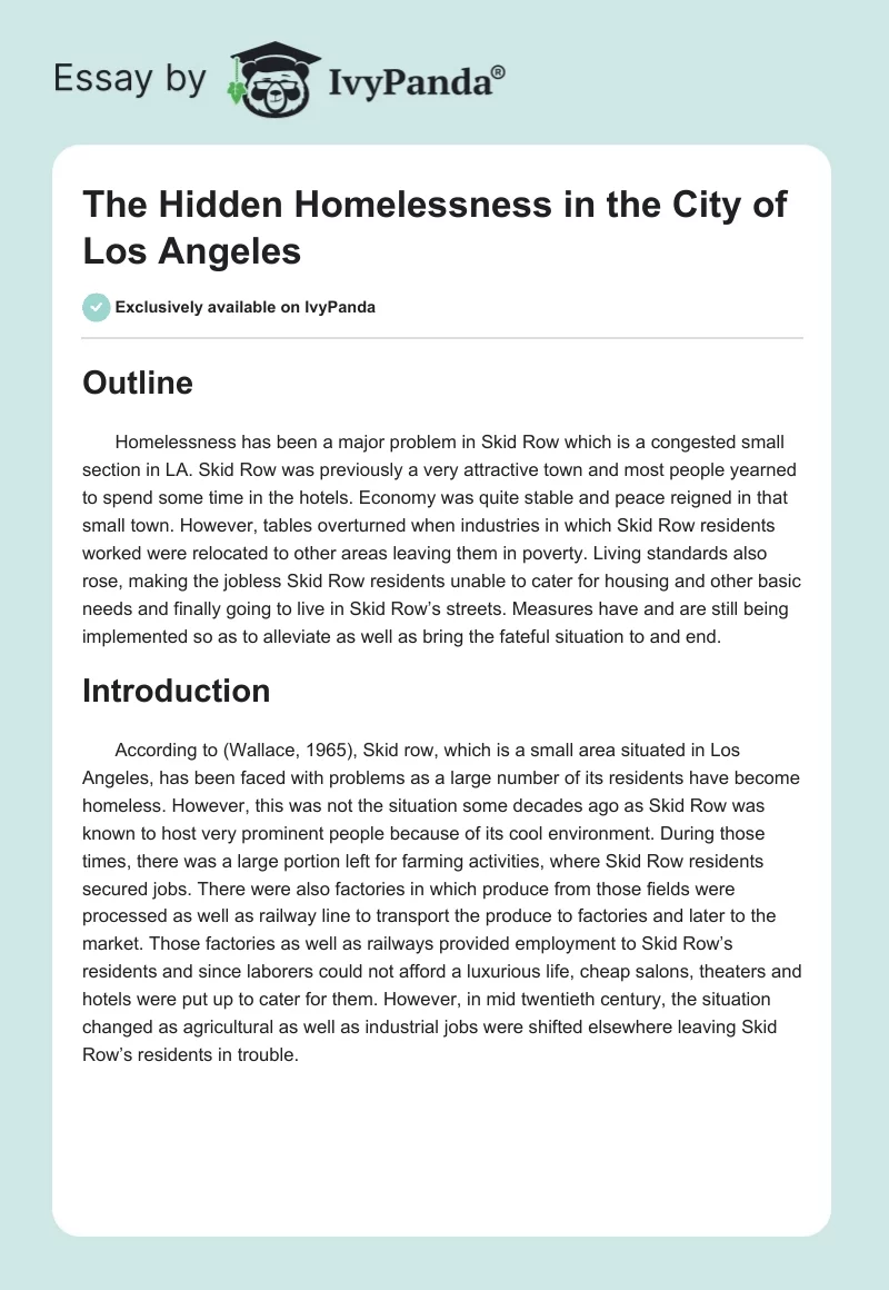 The Hidden Homelessness in the City of Los Angeles. Page 1