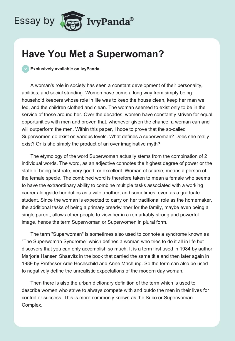 Have You Met a Superwoman?. Page 1