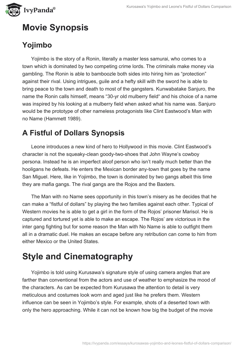Kurosawa's "Yojimbo" and Leone's "Fistful of Dollars" Comparison. Page 4