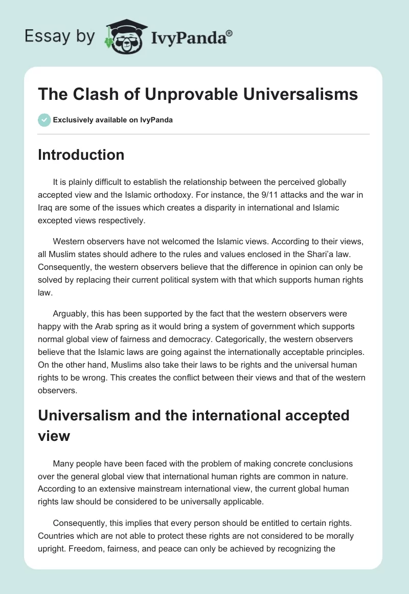 The Clash of Unprovable Universalisms. Page 1