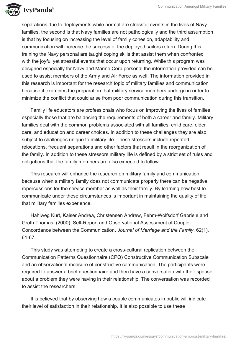 Communication Amongst Military Families. Page 2