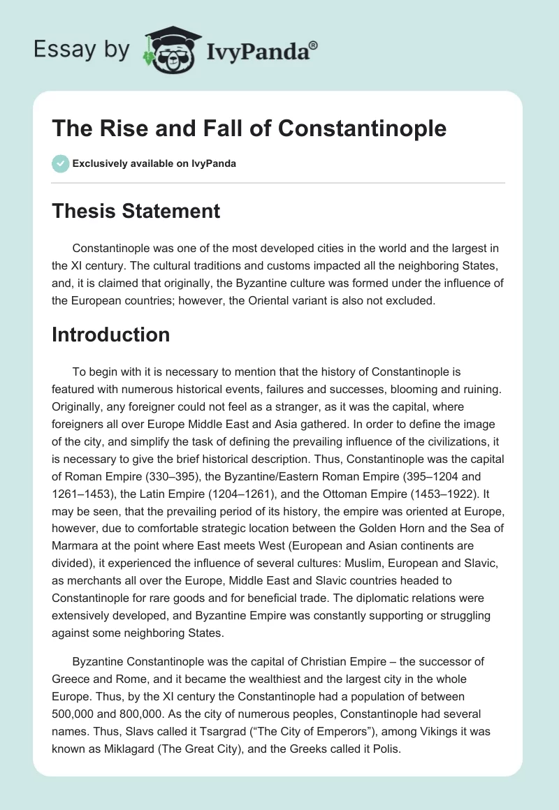 The Rise and Fall of Constantinople. Page 1