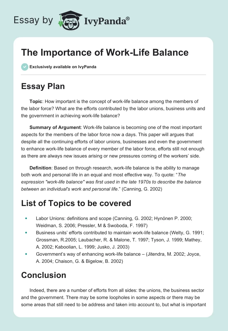 The Importance of Work-Life Balance. Page 1