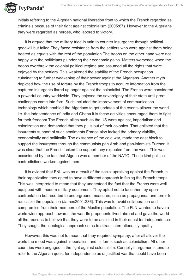 The Use of Counter-Terrorism Attacks During the Algerian War of Independence From F.L.N.. Page 2
